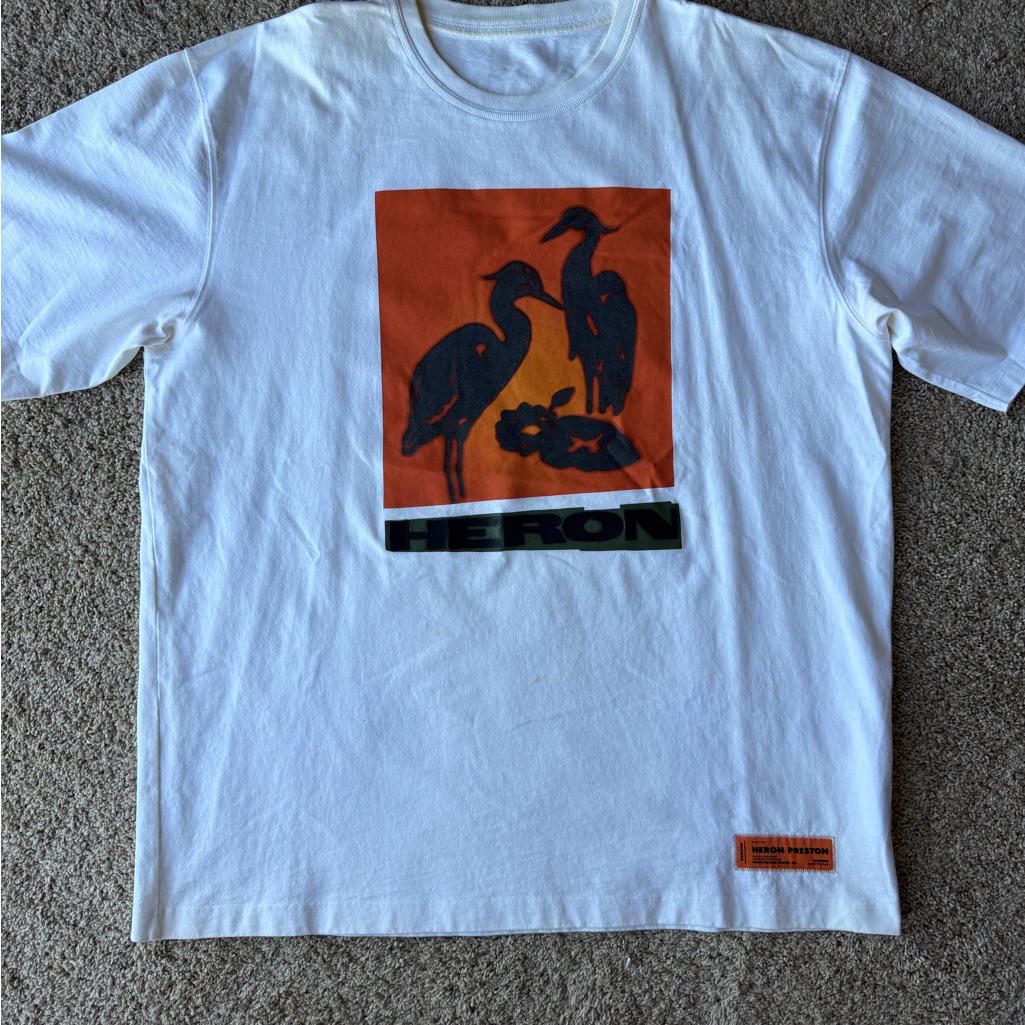 Heron Preston White Tee With Orange Graphic
